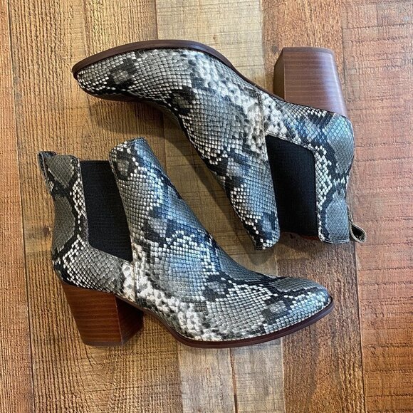 J. Crew Factory Snakeskin print Rory heeled boots AR847 10 - Picture 2 of 4